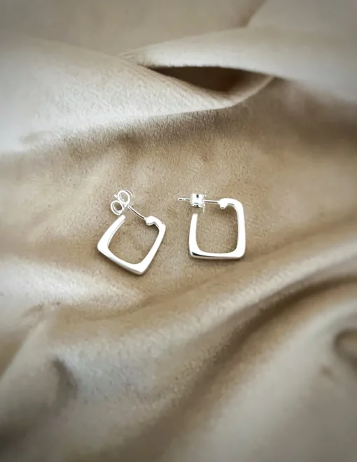 Orecchini Rettangolo COLORE ARGENTO Bianco