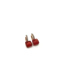 Orecchini Scattino Square Zircone Rosso