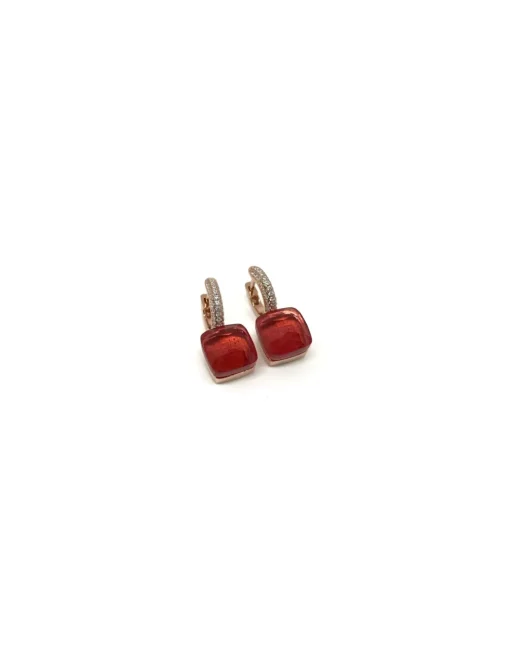 Orecchini Scattino Square Zircone Rosso