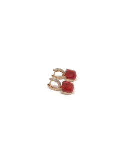 Orecchini Scattino Square Zircone Rosso