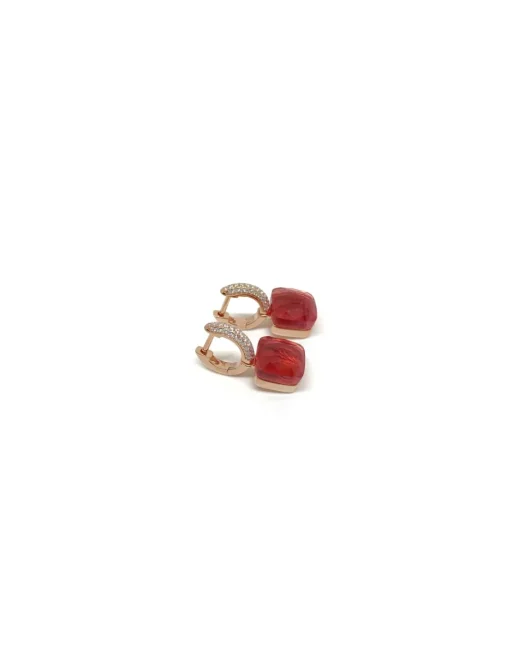 Orecchini Scattino Square Zircone Rosso
