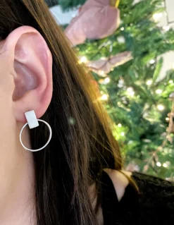 Orecchini Simple Circle COLORE ARGENTO Bianco