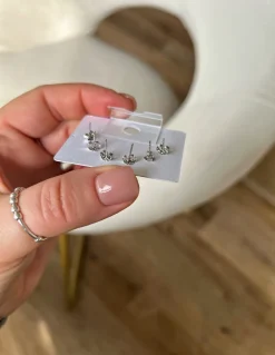 Set di Orecchini Croce COLORE ARGENTO Bianco