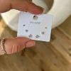 Set di Orecchini Sfera Cuore e Punto Luce con Croce COLORE ARGENTO Bianco