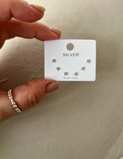 Set di Orecchini Stelline COLORE ARGENTO Bianco