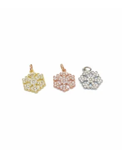 Soggetto Fiocco di Neve con Zirconi COLORE ARGENTO Dorato COLORE ZIRCONI zirconi bianchi