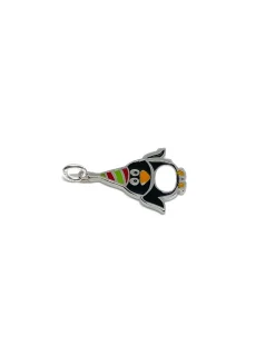Soggetto Pinguino Smaltato COLORE ARGENTO Bianco